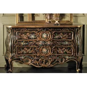 Casa Padrino luxury baroque dresser black/multicolored/antique gold - Handmade chest of drawers with 2 drawers - Luxury bedroom furniture in baroque style - Luxury Quality - Made in Italy