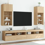 TV ormarici s LED svjetlima 2 kom boja hrasta 40,5 x 30 x 90 cm