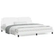 shumee vidaXL Posteljni okvir LED bel 200x200 cm umetno usnje