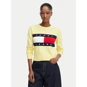 Tommy Jeans Pulover Flag DW0DW22930 Svetlo rumena Regular Fit