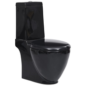 vidaXL Keramicka toaletna školjka sa stražnjim protokom vode crna