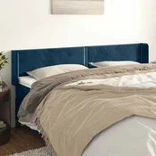 Vidaxl Vzglavje z ušesi temno modro 203x16x78/88 cm žamet