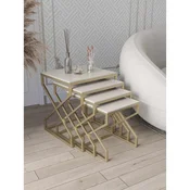 Hanah Home Ela set od 4 umetnuta stocica, zlatni ram, krem MDF ploce