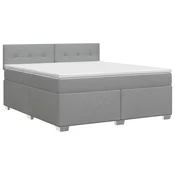 vidaXL Postelja boxspring z vzmetnico Svetlo siva 140 x 190 cm Blago