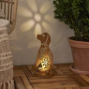 STAR TRADING LED-sončna dekorativna svetilka Oxidog, višina 33 cm, rjave barve, IP44 - Kovina