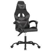 Vidaxl Gaming stol črno in siva umetno usnje