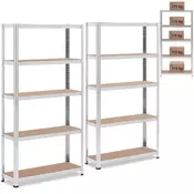 MSW Kovinski regal za shranjevanje s 5 policami 875 kg 90 x 30 x 180 cm siv 2 kosa.