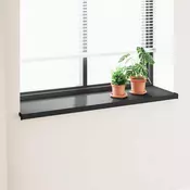 vidaXL Okenski nadstrešek Črna z lesnim vzorcem 140 x 40 x 4,5 cm PVC