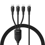 Polnilni kabel Baseus Flash Series 3v1 z 2x USB-C + Lightning priključkom in LED indikatorjem - 100W - 1.5m - črn
