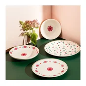 24-delni jedilni set iz porcelana, na voljo v beli, rdeči ali zeleni barvi