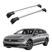 shumee Strešni nosilec z integriranimi vodili za VW Passat Estate 2015 - srebrn
