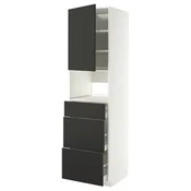 METOD / MAXIMERA Visoki element za ugradne uredaje, bela/Nickebo boja antracita, mat, 60x60x220 cm