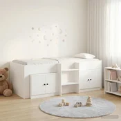 Loft krevet s ormarom s pohranom 3 pcs Bijela Konstruirano drvo