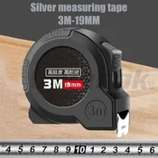 KJB Tračni meter z jeklenim trakom in zaponko za pas, srebrna 3M19mm