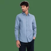 OMBRE Pánské tričko SLIM FIT z ozdobné látky modré V1 OM-SHCS-0175 MDN127129 S