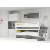 Drveni Deciji Krevet Na Sprat Max 1 S Tri Kreveta 200x80 - Grafit