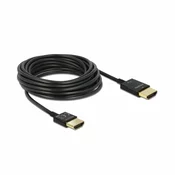 HDMI kabel z mrežno povezavo 3m Delock črn High Speed Ultra HD 4K Slim