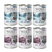 10% popust! Mokra pasja hrana Wolf of Wilderness mešana pakiranja - 6 x 400 g: JUNIOR Free-Range Meat mešano pakiranje