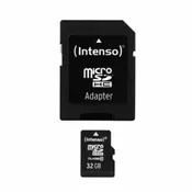 INTENSO spominska kartica micro SDHC 32GB class10 20MB/s + SD adapter (3413480)