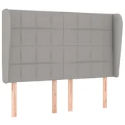 Vidaxl Vzglavje z ušesi svetlo sivo 147x23x118/128 cm blago