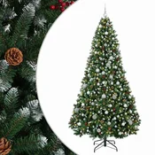 Vidaxl Umetna božična jelka zelena z okraski 180 cm 300 LED Toplo bela