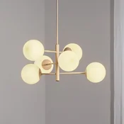 Domiluce Aurora viseča svetilka, bež, O 60 cm, 6-svetlobna, steklo, E14 - Dnevna soba/jedilnica - bež, bela
