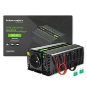 Qoltec Monolith pretvornik napetosti | 300 W | 600 W | 12 V do 230 V | Pure Sinus