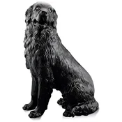 Casa Padrino luxury ceramic decorative figure dog black 67 x 46 x H. 94 cm - Handmade ceramic sculpture with Swarovski crystal glass eyes - Ceramic animal figure - Luxury decorative figures