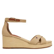 Espadrile Tommy Hilfiger Flag Criss-Cros Mid Wedge Espad FW0FW08481 Bež