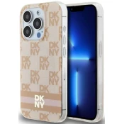 Ovitek DKNY DKHMP15LHCPTSP iPhone 15 Pro 6.1 trda roza IML maska s karo monokromatskim vzorcem in natisnjenimi črtami MagSafe (DKHMP15LHCPTSP)