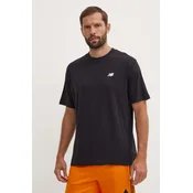 Bombažna kratka majica New Balance Small Logo moška, črna barva, MT41509BK