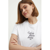 Pamučna majica Calvin Klein Jeans za žene, boja: bijela, J20J224890