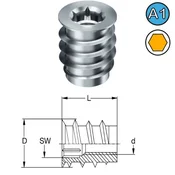 RAMPA navojni vložek TYP SKD, M8 x 18, AD16, inox 1.4305