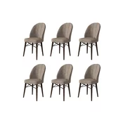 Hanah Home Set stolica Ritim, 44x96x42 cm, 6 komada, Braon-smede