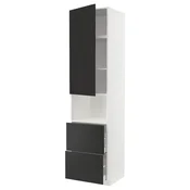 METOD/MAXIMERA Visoka omara za mv pečico+1 vr/2 pr, bela/Nickebo mat antracitna, 60x60x240 cm