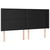Vidaxl Vzglavje z ušesi črno 163x16x118/128 cm umetno usnje