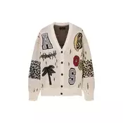 AllSaints Pletena jopa FOXX  rumena / temno zelena / črna / naravno bela