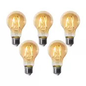 Komplet 5 E27 zatemnitvenih LED žarnic A60 zlata 3W 310 lm 2200K