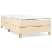 Vidaxl Posteljni okvir z vzmetmi krem 100x200 cm blago