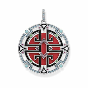 Thomas Sabo Obesek azijski ornament , PE791-345-7, Sterling Silver, 925 Sterling srebro, pocrnjena, hladna sklenina, sintetični korund, simuliran koral/turkizna, steklokeramični kamen