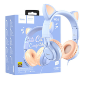 Hoco slušalice sa mikrofonom, 3.5mm utikac, 1.2m kabel - W36 slušalice Macje uši,Dream Blue