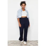 Trendyol Curve Navy Blue Stitch Detail Knitted Trousers