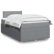 vidaXL vidaXL Boxspring postelja z vzmetnico svetlo siva 120x190 cm blago, (21305731)