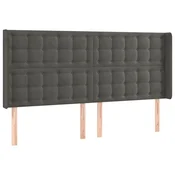 Vidaxl Vzglavje z ušesi temno sivo 163x16x118/128 cm žamet