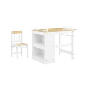 SoBuy SoBuy Otroška miza in stol z 2 policama za risanje in igro, bela in naravna, 80x50x66 cm, KMB60-WN, (5000018646)