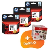HP - Komplet kartuš HP CZ101AE nr.650 (črna), original, 3 kosi + DARILO GRATIS