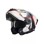 Preklopna motoristična čelada MT Helmets Atom 2 SV Emalla, bela/modra/rdeča