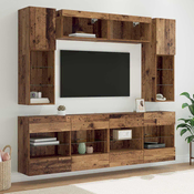 Set zidnog ormarica za TV 6 pcs Staro drvo Konstrukcijsko drvo