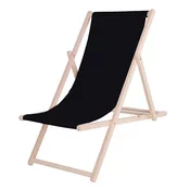 springos Zložljiv ležalnik za na plažo, izdelan iz lesa s črno tkanino., (21629385)