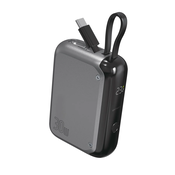 4smarts Powerbank 10000 mAh - USB-C 30 W z vgrajenim kablom (siva)